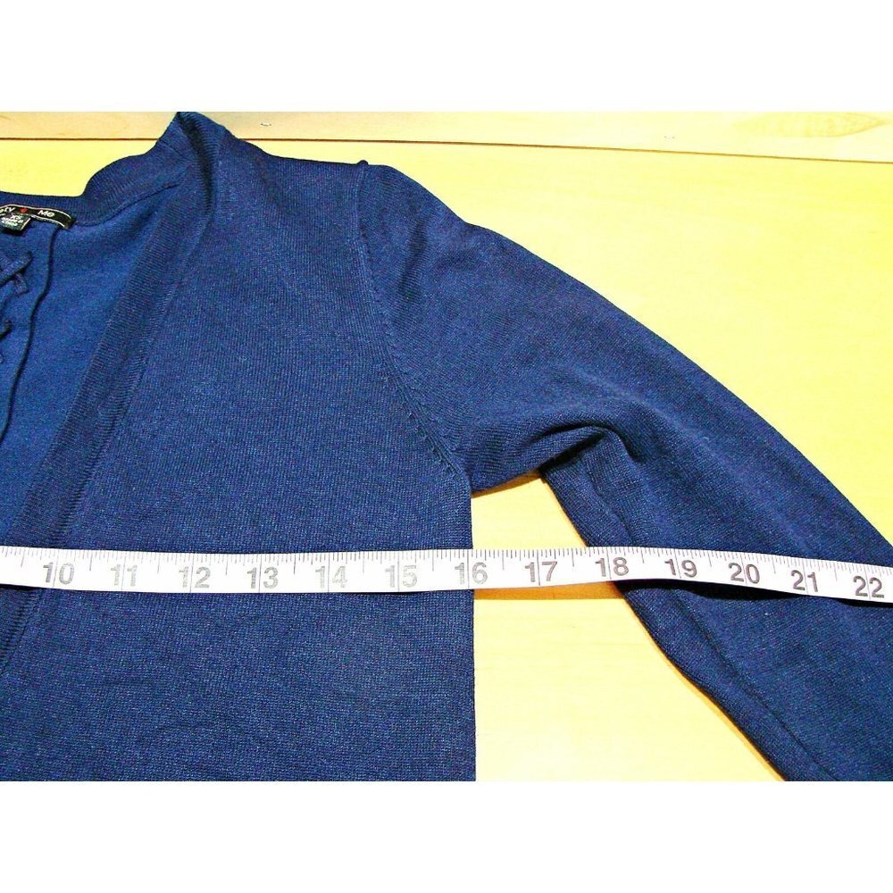 Lety & Me Womens Braided Cardigan Sweater Navy Blue Open Front 3/4 Sleeves Sz XS - Picture 10 of 11